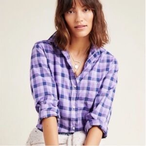 Grayson The Hero Plaid Button Down Long Sleeve Collared Shirt Purple Size 3